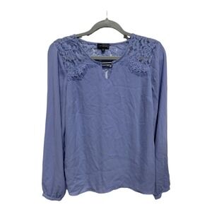 The Limited Periwinkle Lace Back Blouse Long Sleeve Sheer Size XS